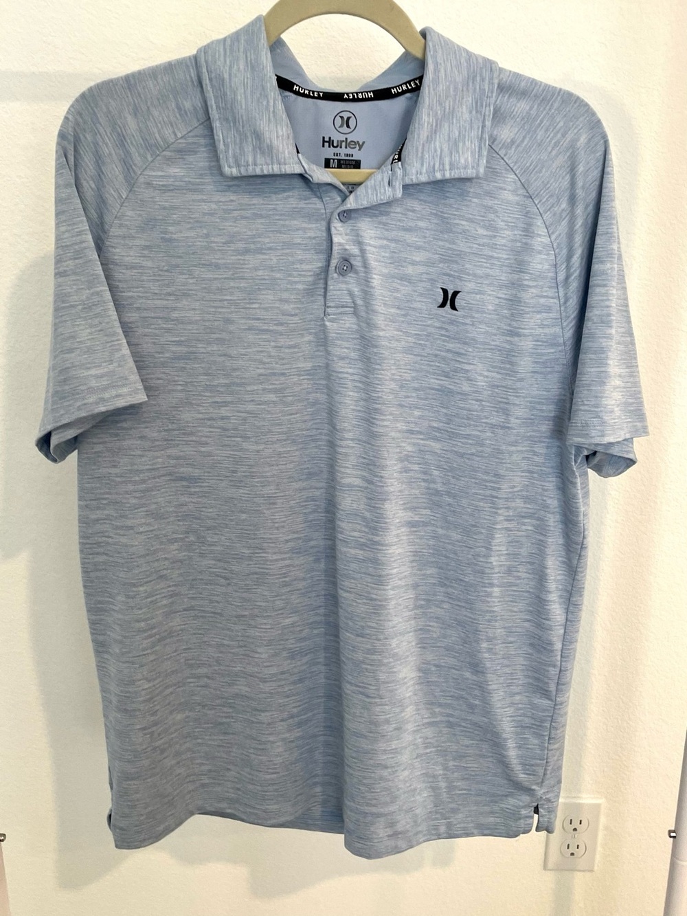 Hurley Men's Heather Sky Blue Polo with Subtle Logo